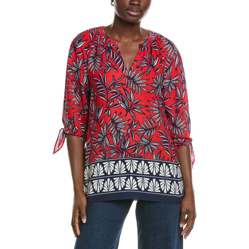 Jones New York Womens  Elbow Raglan Sleeve Blouse, Red